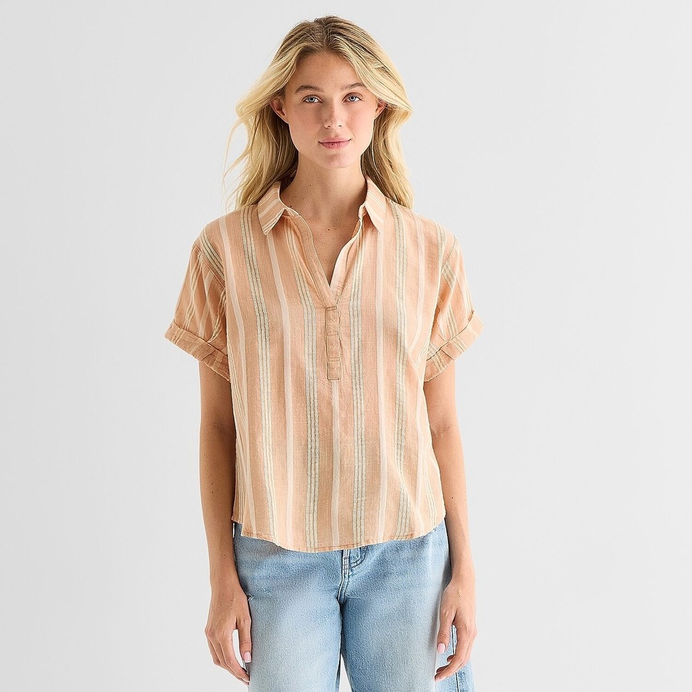 MSRP $48 A.N.A Womens XL Tall Maple Sugar Birch Short Sleeve Blouse